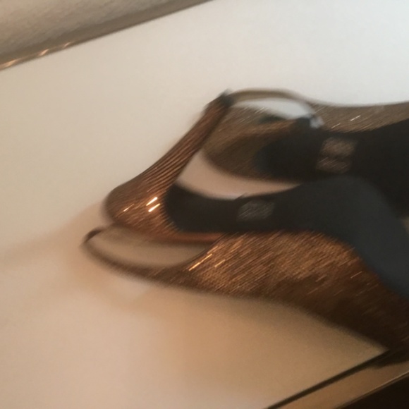 Lulu Townsend  bronze glitter sling back peep toe platform shoes 😍 - Picture 7 of 16
